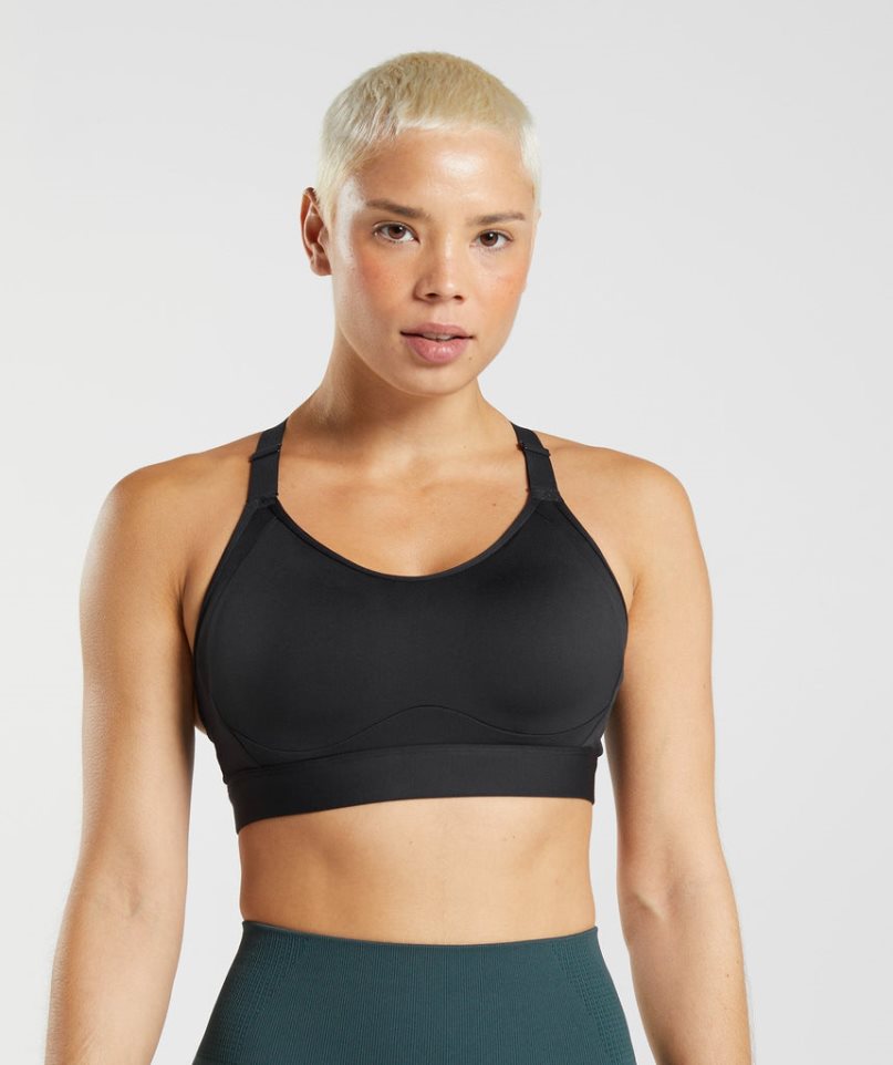 Women's Gymshark Cut Out Back High Support Sports Bra Black | NZ 3JLPFK